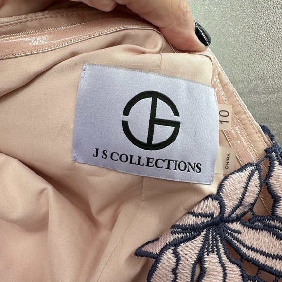 JS Collections Ashlyn Embroidered One Shoulder Midi Dress NWT - Picture 7 of 10